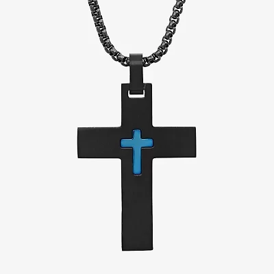 Steeltime Mens Stainless Steel Cross Hypoallergenic 24 Inch Pendant Necklace