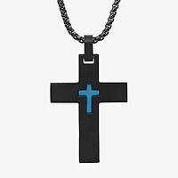 Steeltime Mens Stainless Steel Cross Hypoallergenic 24 Inch Pendant Necklace