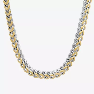 Steeltime Mens 18K Gold Over Stainless Steel Hypoallergenic 24 Inch Wheat Chain Necklace