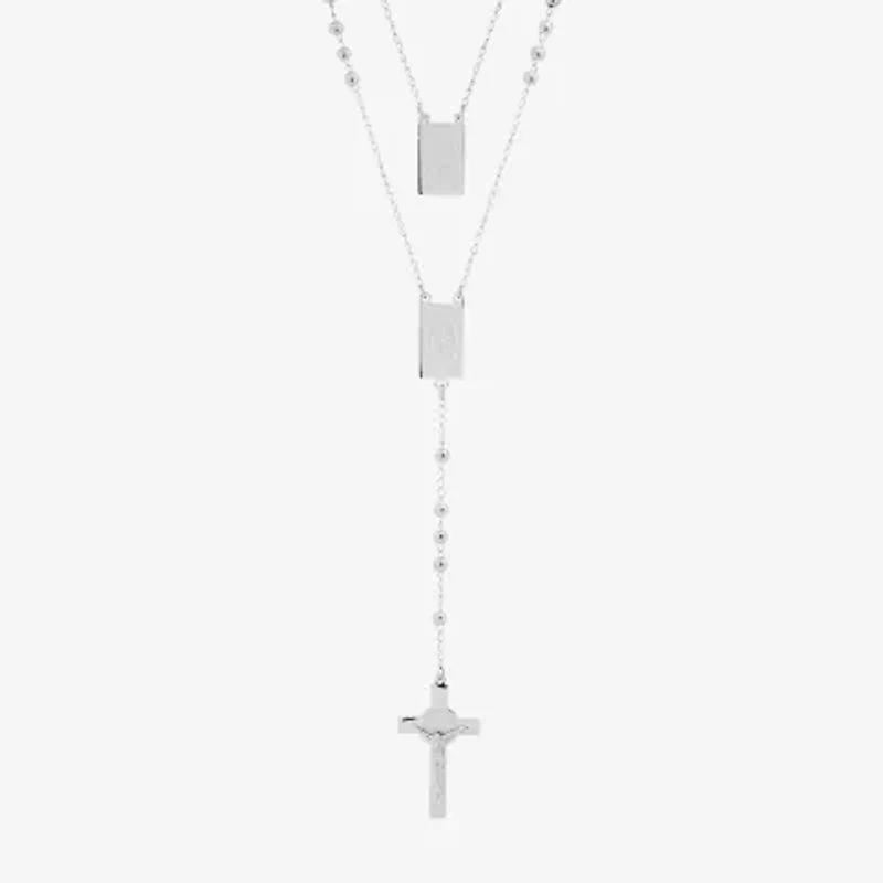 Steeltime Mens Stainless Steel Hypoallergenic 19 Inch Rosary Necklace