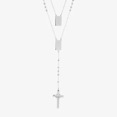 Steeltime Mens Stainless Steel Hypoallergenic 19 Inch Rosary Necklace