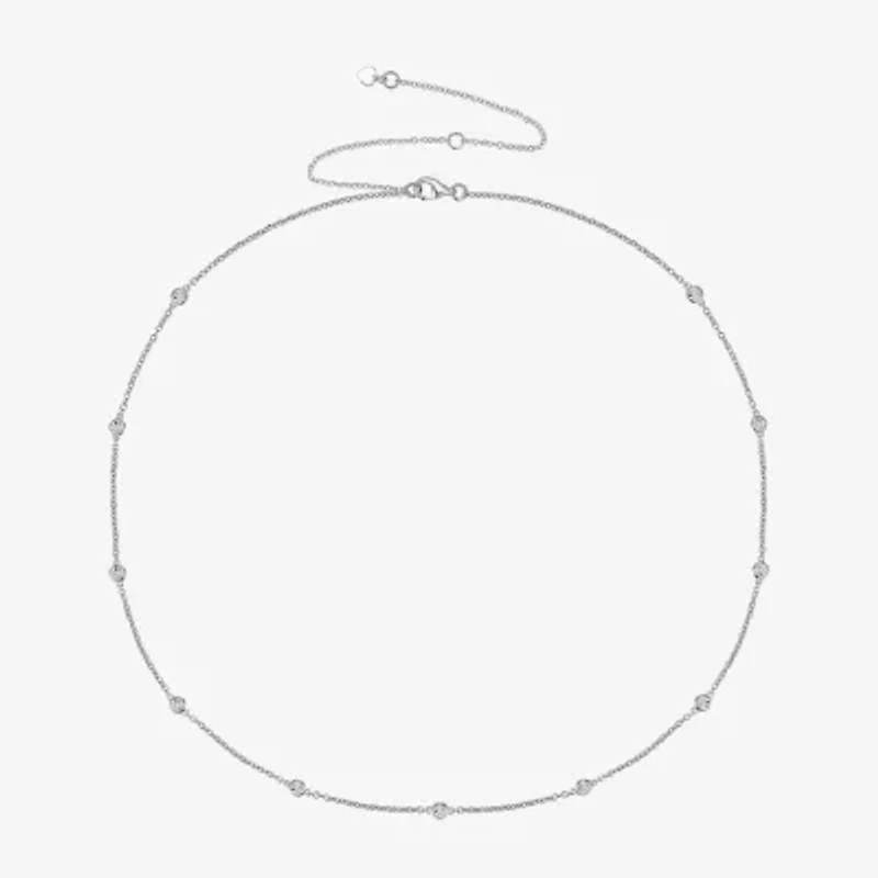 Diamond Addiction Womens 1/10 CT. T.W. Natural White Diamond Sterling Silver 16 Inch Pendant Necklace