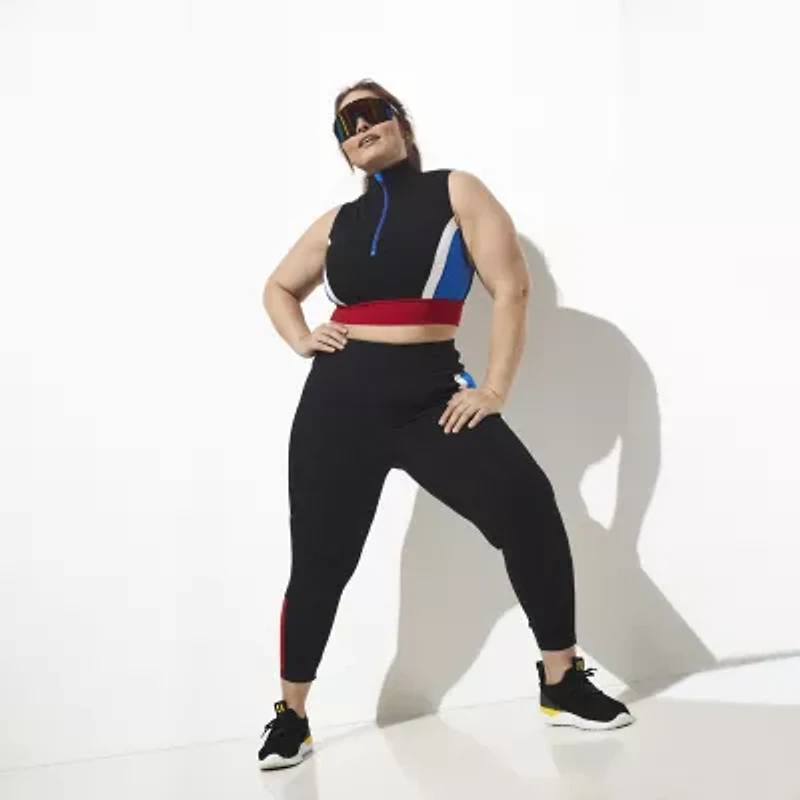 Sports Illustrated Womens Plus Sleeveless Active Crop Top