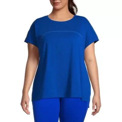 Sports Illustrated Womens Crew Neck Short Sleeve Stretch Fabric Active Plus T-Shirt