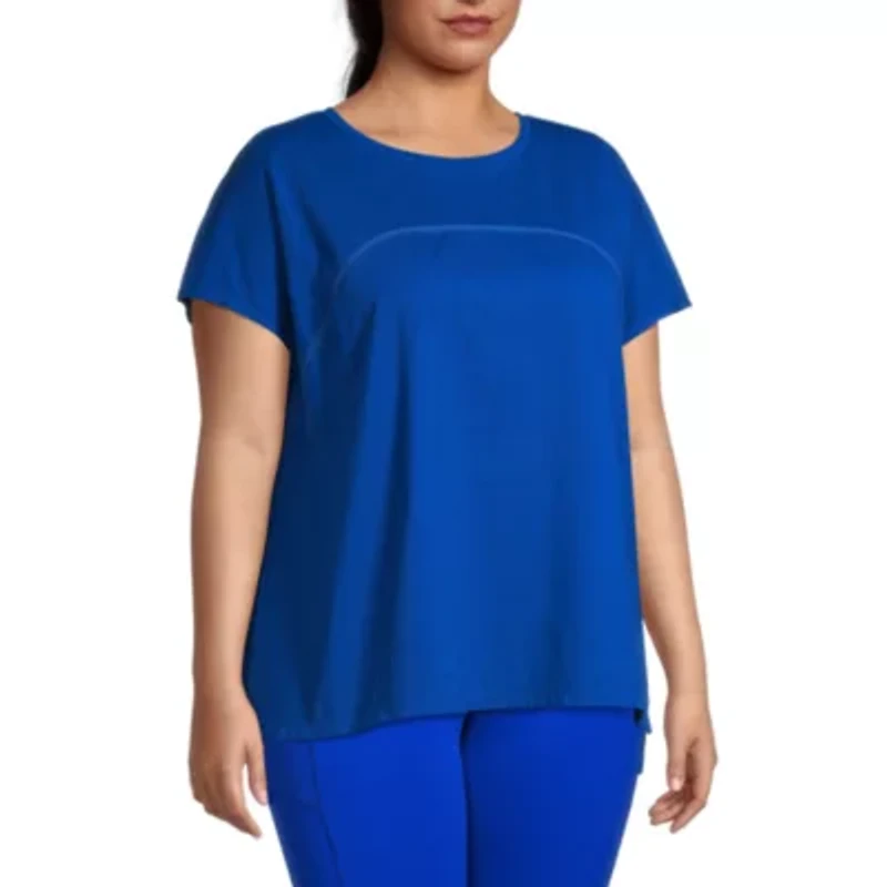 Sports Illustrated Womens Crew Neck Short Sleeve Stretch Fabric Active Plus T-Shirt