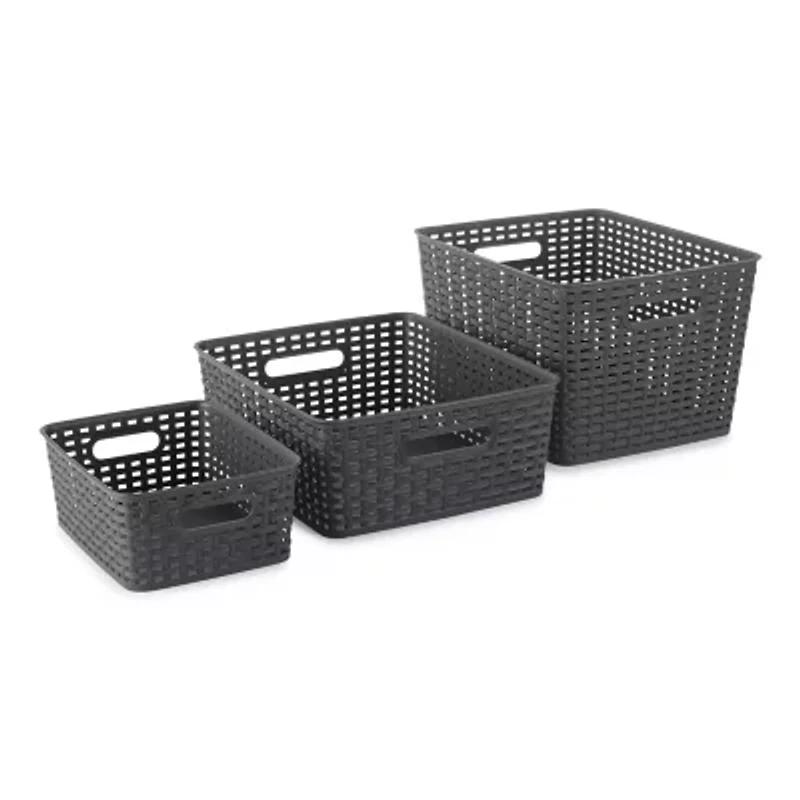 Home Expressions Large Durable Plastic Weave Storage Bin
