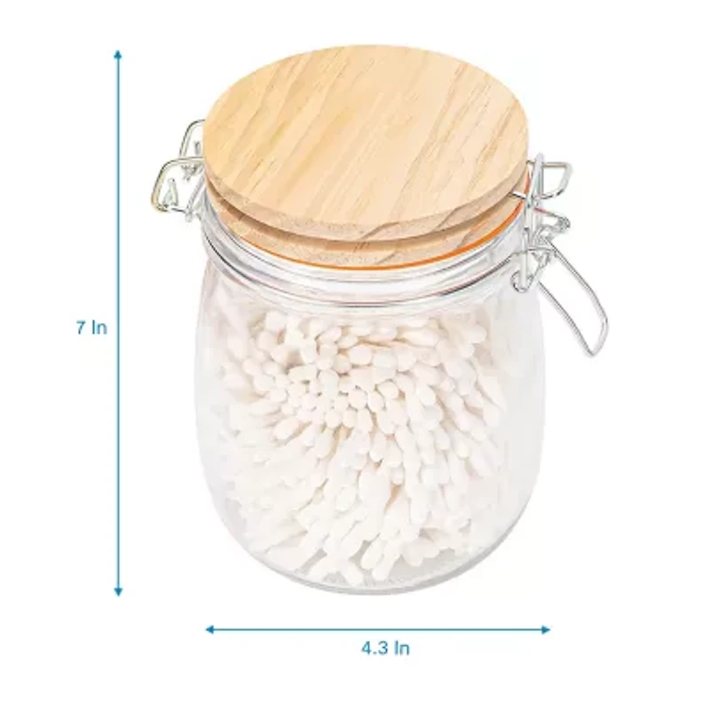 Home Expressions Glass Bamboo Spa Bathroom Canister