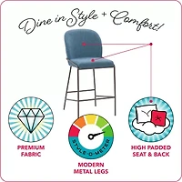 Corliving Blakeley Counter Height Upholstered Bar Stool