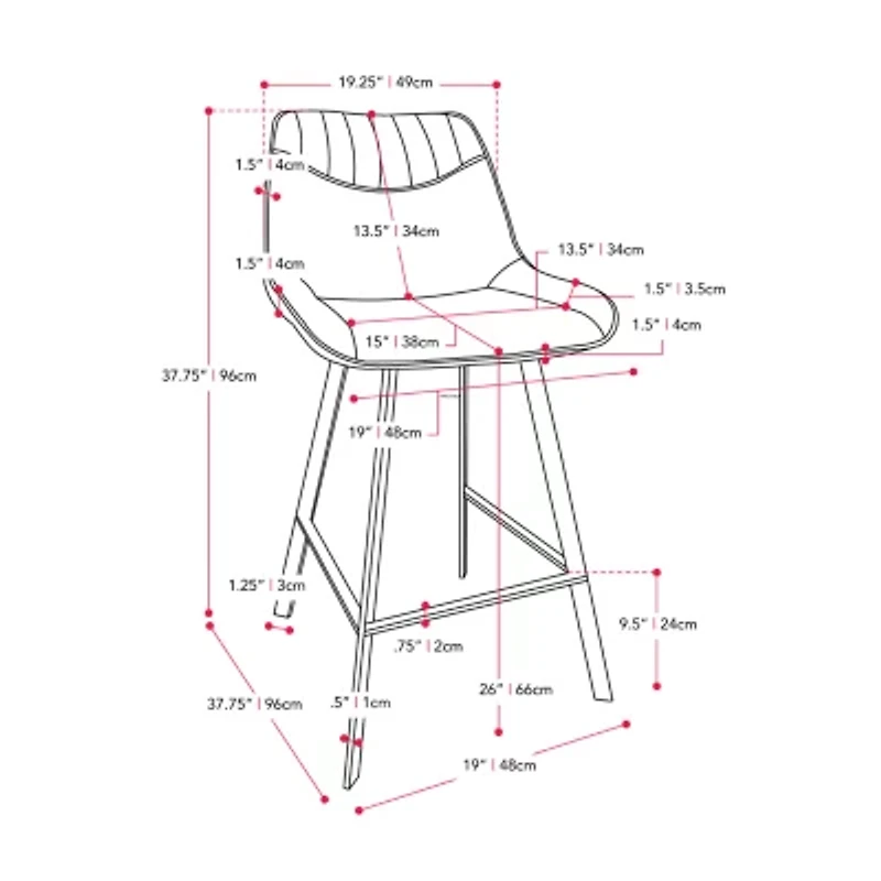 Corliving Christoff Stool 2-pc. Counter Height Upholstered Bar