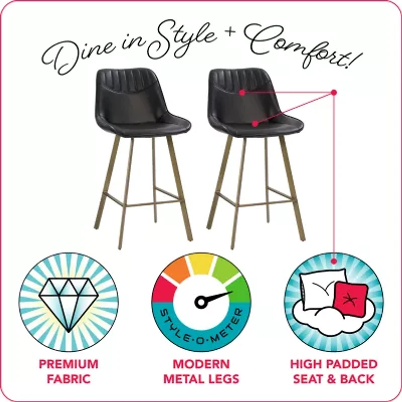 Corliving Christoff Stool 2-pc. Counter Height Upholstered Bar