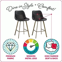 Corliving Christoff Stool 2-pc. Counter Height Upholstered Bar