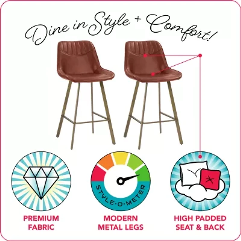 Corliving Christoff Stool 2-pc. Counter Height Upholstered Bar