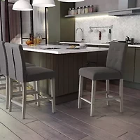 Corliving Leila Counter Height Upholstered Tufted Bar Stool