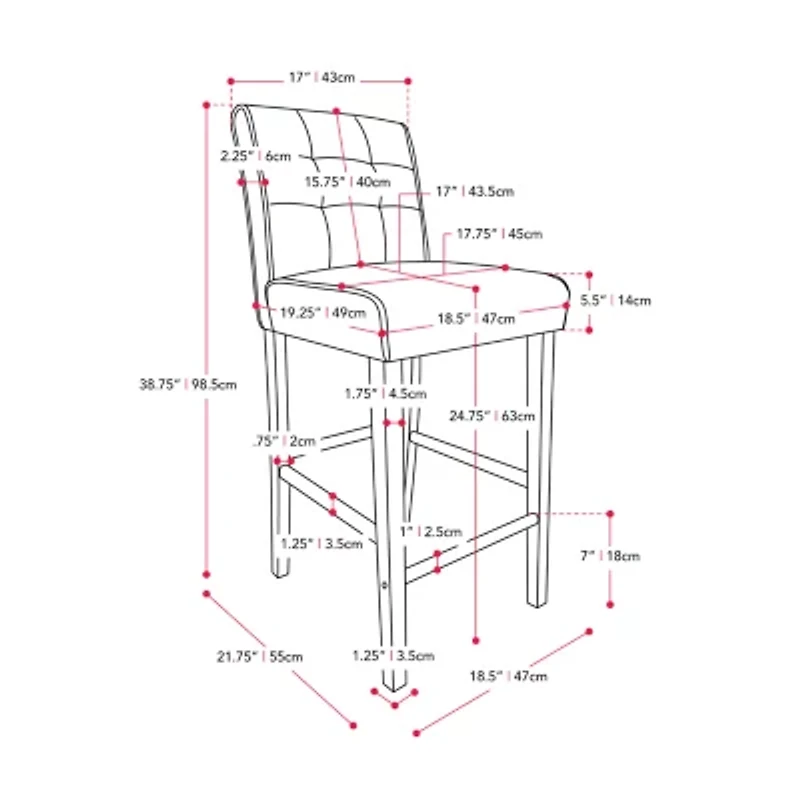 Corliving Leila Counter Height Upholstered Tufted Bar Stool
