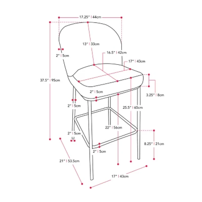 Corliving Boucle 2-pc. Counter Height Upholstered Bar Stool