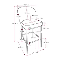 Corliving Boucle 2-pc. Counter Height Upholstered Bar Stool