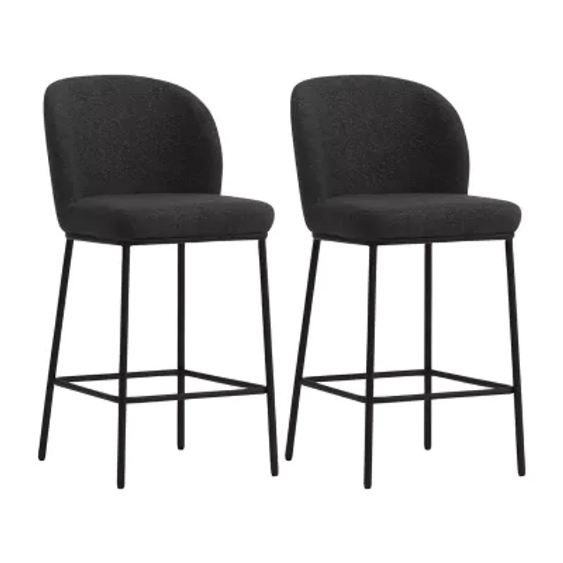 Corliving Boucle 2-pc. Counter Height Upholstered Bar Stool