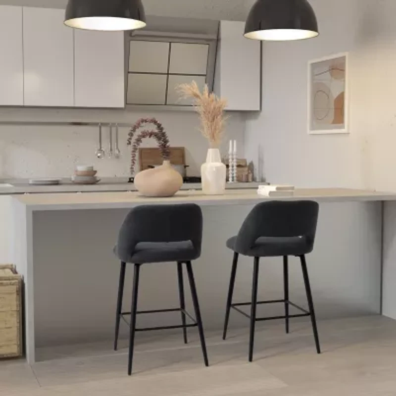Corliving Talia 2-pc. Counter Height Upholstered Bar Stool