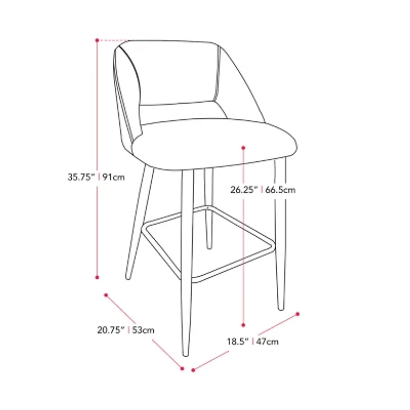 Corliving Talia 2-pc. Counter Height Upholstered Bar Stool