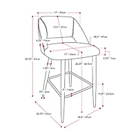 Corliving Talia 2-pc. Counter Height Upholstered Bar Stool