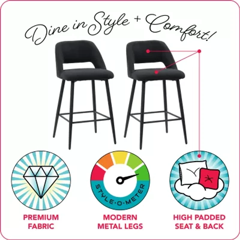 Corliving Talia 2-pc. Counter Height Upholstered Bar Stool