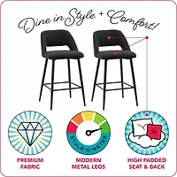 Corliving Talia 2-pc. Counter Height Upholstered Bar Stool