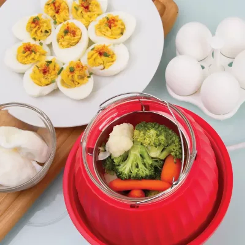 Electric Food Steamer and Egg Cooker with Auto Shut Off Feature