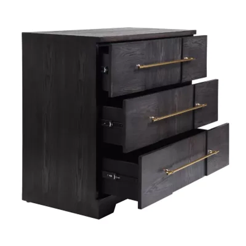 StyleCraft Dann Foley 3-Drawer Dark Gray Wooden Chest