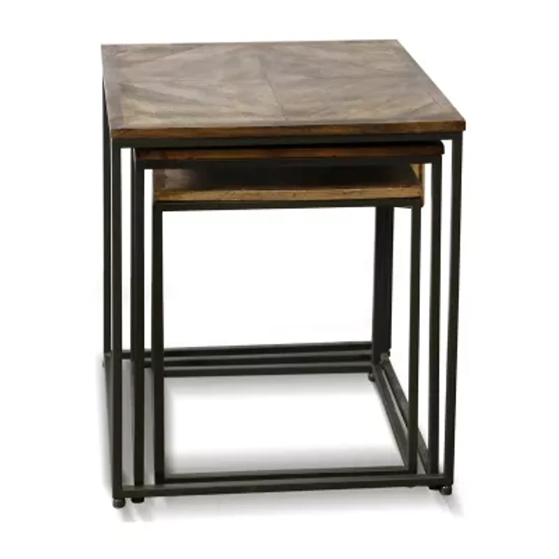 StyleCraft Logan Dark Wood Nested Side Tables - Set of 3