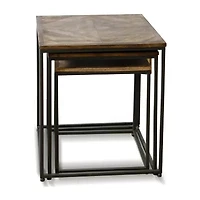 StyleCraft Logan Dark Wood Nested Side Tables - Set of 3