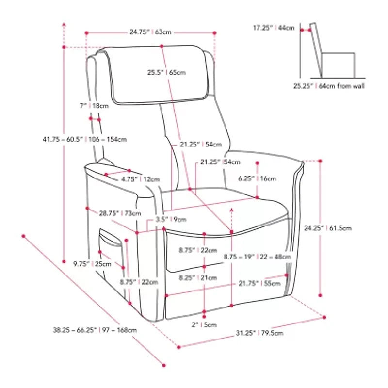 Corliving Ashley Lift Pad-Arm Recliner