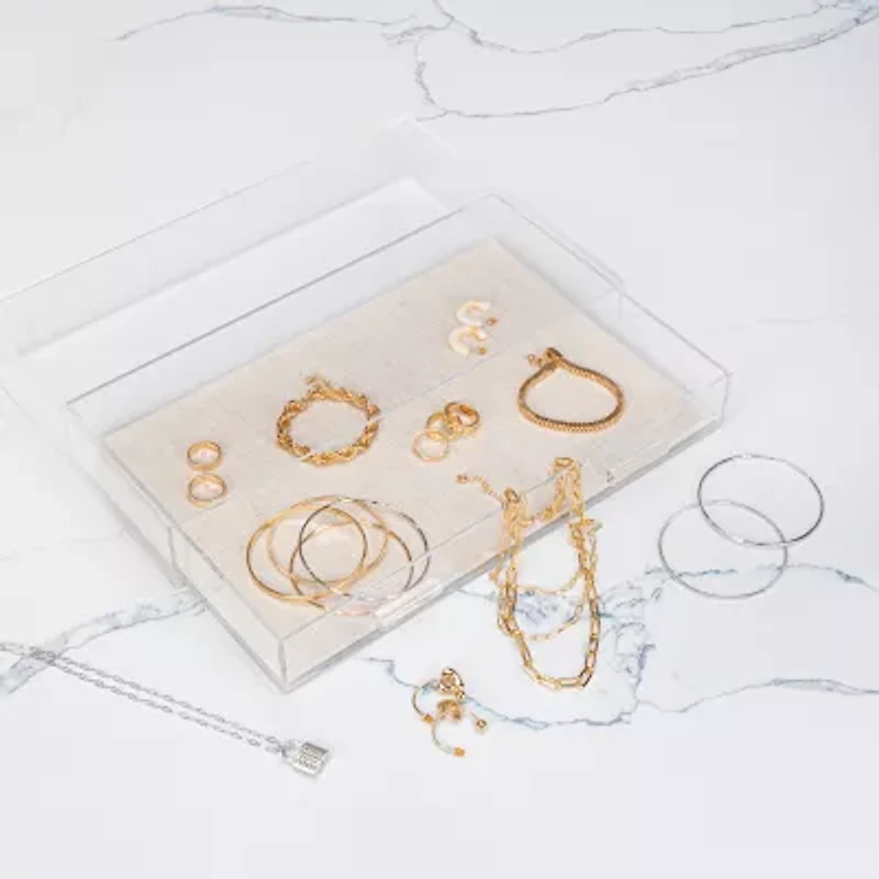 Home Expressions Arcylic With Linen Liner Jewelry Organizer