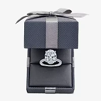 (G-H / Si1-Si2) Womens 5 1/2 CT. T.W. Lab Grown White Diamond 14K Gold Oval Side Stone Engagement Ring