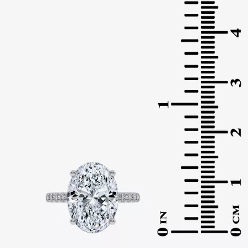 (G-H / Si1-Si2) Womens 5 1/2 CT. T.W. Lab Grown White Diamond 14K Gold Oval Side Stone Engagement Ring