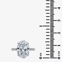 (G-H / Si1-Si2) Womens 5 1/2 CT. T.W. Lab Grown White Diamond 14K Gold Oval Side Stone Engagement Ring