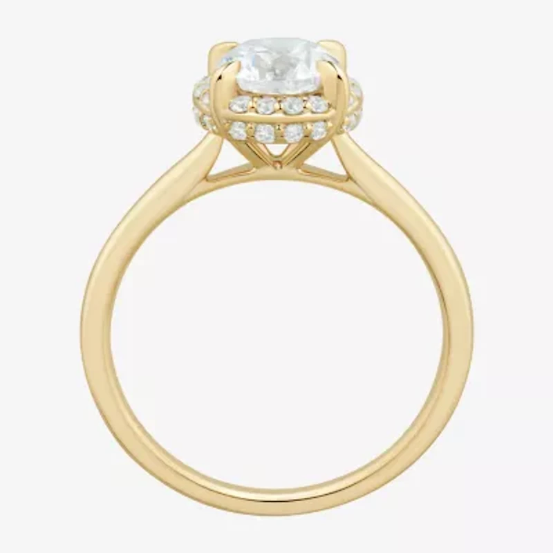 (H-I / Si1-Si2) Womens 1 1/4 CT. T.W. Lab Grown White Diamond 10K Gold Round Halo Engagement Ring