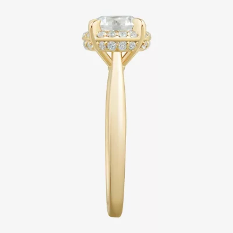(H-I / Si1-Si2) Womens 1 1/4 CT. T.W. Lab Grown White Diamond 10K Gold Round Halo Engagement Ring