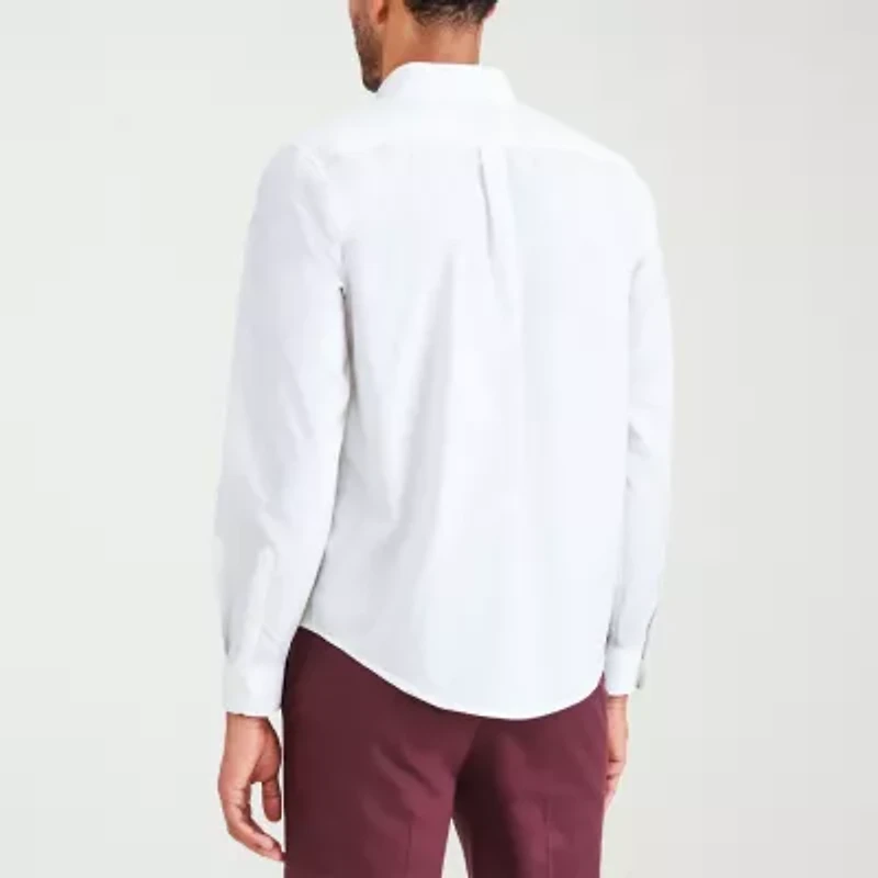 Dockers Stain Defender Mens Long Sleeve Cuffed Regular Fit Button-Down Shirt