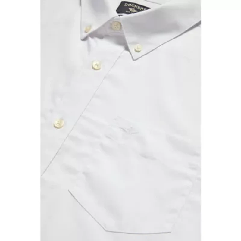 Dockers Stain Defender Mens Long Sleeve Cuffed Regular Fit Button-Down Shirt