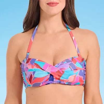 Mynah Womens Adjustable Straps Abstract Bandeau Bikini Swimsuit Top