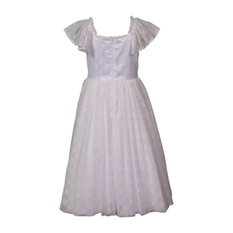 Bonnie Jean Big Kid Girls Communion Short Sleeve Flutter Flower Girl Fit + Flare Dress