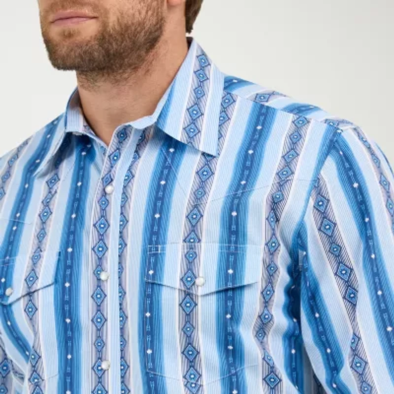 Wrangler Checotah Mens Long Sleeve Classic Fit Button-Down Shirt