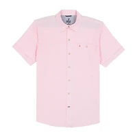 IZOD Dockside Chambray Mens Short Sleeve Classic Fit Stretch Fabric Big and Tall Button-Down Shirt