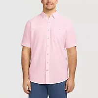 IZOD Dockside Chambray Mens Short Sleeve Classic Fit Stretch Fabric Big and Tall Button-Down Shirt
