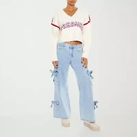 Forever 21 Juniors Dreamer Womens V Neck Long Sleeve Logo Pullover Sweater