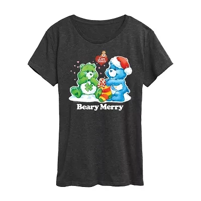 Womens Crew Neck Short Sleeve Regular Fit Care Bears Graphic T-Shirt