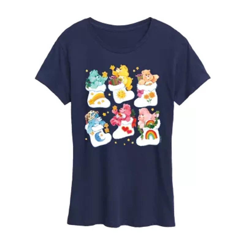 Womens Crew Neck Short Sleeve Regular Fit Care Bears Graphic T-Shirt