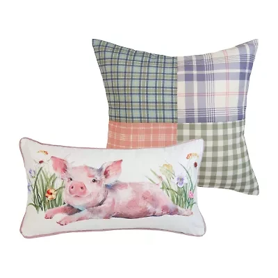 Donna Sharp Plaid Pig 2-pc. Square Throw Pillow