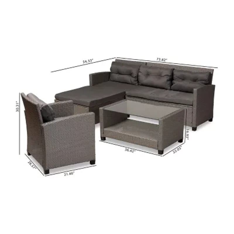 Baxton Studio Darian Rattan 4-Piece Patio Set