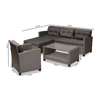 Baxton Studio Darian Rattan 4-Piece Patio Set